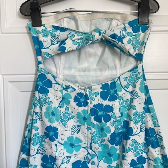 Strapless Lilly Pulitzer Blue Floral Dress - Picture 3 of 6